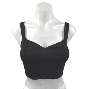 ASTR The Label Black Sleeveless Ribbed Knit Corset Bustier Crop Top Size S